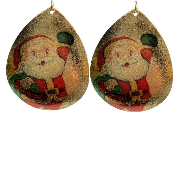 FRANCESCA'S Retro Santa Earrings Teardrop Pierced Dangle Holiday Jewelry - Picture 2 of 4